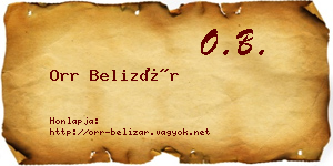 Orr Belizár névjegykártya